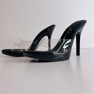 Women's 502 Vanity Dress Sandal 5” Clear Mule (Black)